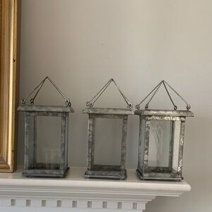 Pottery Barn Galvanized Square‎ Lantern Set of 3